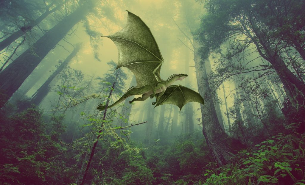 dragon flying in the forest