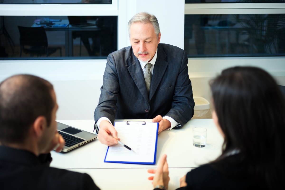 lawyer with clients