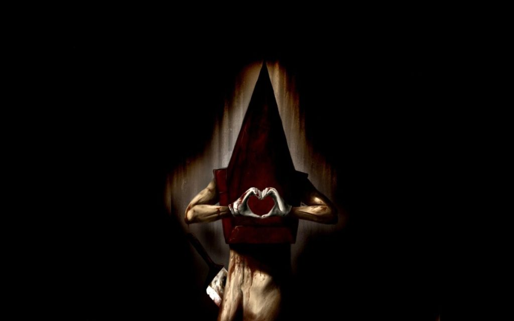 Pyramid head making a heart sign